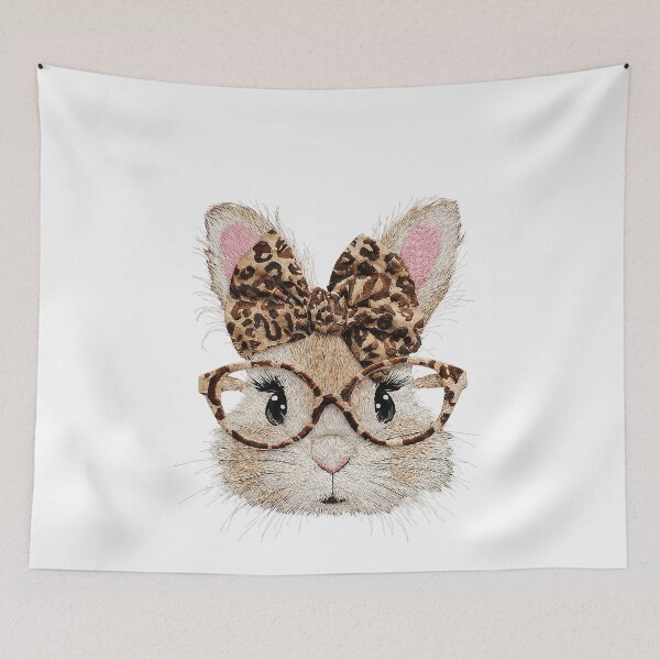 Item preview, Cute Bunny Rabbit Face Leopard Coquette Bow Glasses Easter  designed and sold by ArleneRowe.