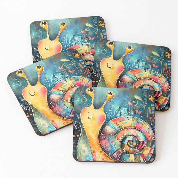 Item preview, Colorful fantasy snail with a detailed patchwork house designed and sold by WhimsyArt ○ Studio.