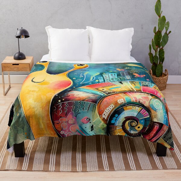 Item preview, Colorful fantasy snail with a detailed patchwork house designed and sold by WhimsyArt ○ Studio.