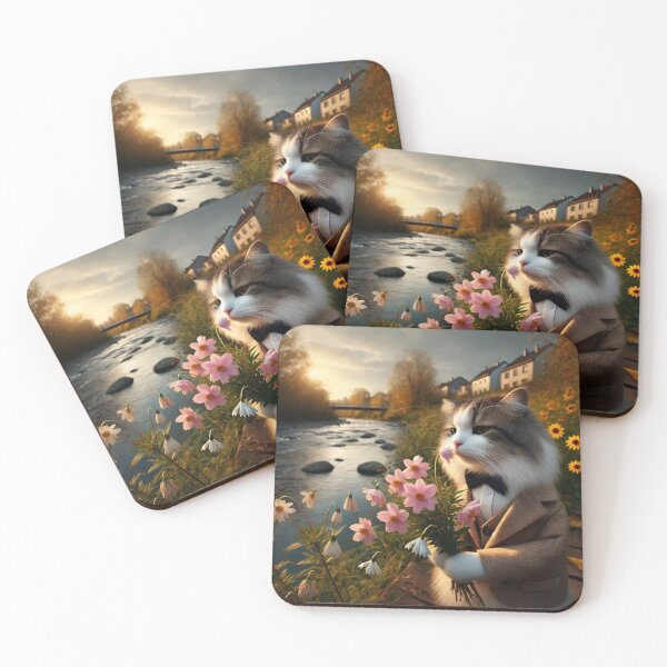 Item preview, Romantic Cat – Sunset Bouquet designed and sold by Dogandesighn.