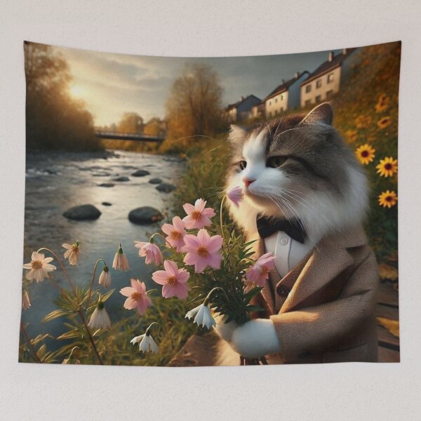 Item preview, Romantic Cat – Sunset Bouquet designed and sold by Dogandesighn.