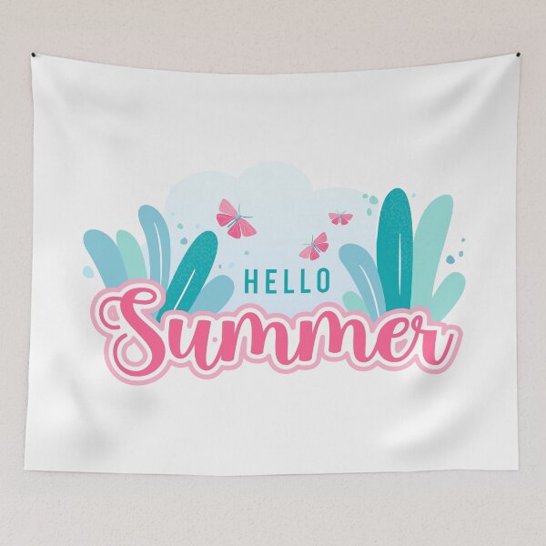 Item preview, Hello Summer lettering and pink butterflies designed and sold by CHERRY--SHOP.