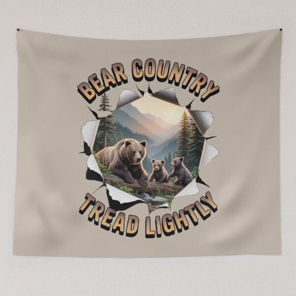 Item preview, bear family - hiking - camping - national park – bear adventure - scenic view - woodland - rustic - alpine - pacific northwest - canadian wilderness - leave no trace - protect the wild - bear country designed and sold by JansenGS.