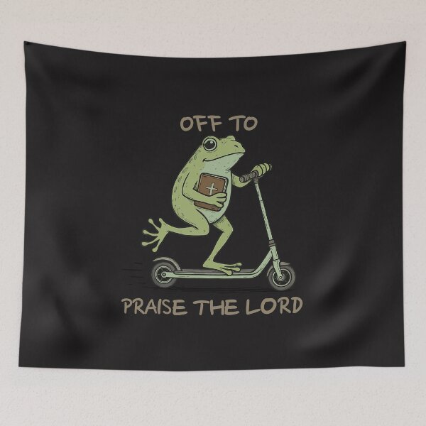 Item preview, Off To Praise The Lord Funny Christian Frog designed and sold by kiralynstration.