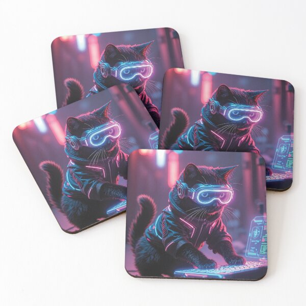 Item preview, Cyberpunk Hacker Black Cat Holographic Keyboard designed and sold by Jaani-T.