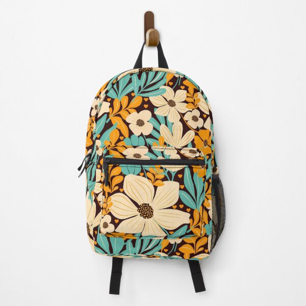 Item preview, Boho Retro Floral Pattern with Beige Flowers and Mustard Leaves designed and sold by Clara Fruggeri.
