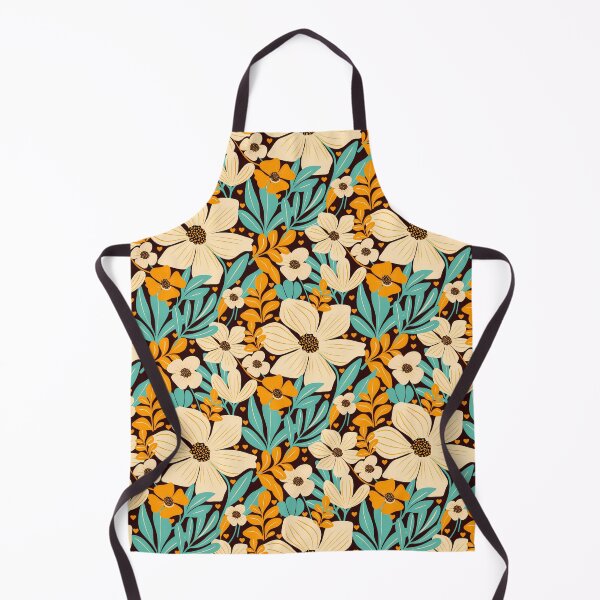 Item preview, Boho Retro Floral Pattern with Beige Flowers and Mustard Leaves designed and sold by Clara Fruggeri.