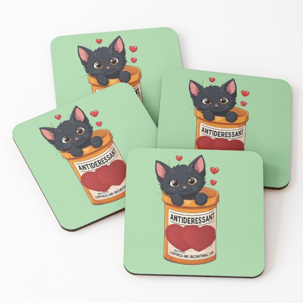 Item preview, Purr-scription for Happiness" Kitten Antidepressant Illustration designed and sold by sanorastyle.