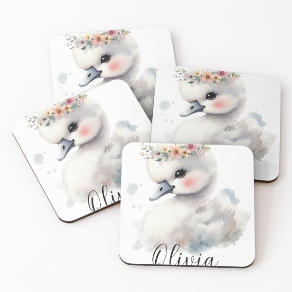 Item preview, Olivia Swan Baby Shirt – Cute Watercolor Little Swan with Name, Personalized Nursery Style Kids Apparel designed and sold by NUVYStudio.