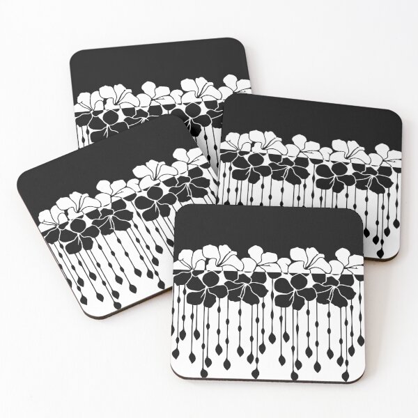 Item preview, Vintage Black & White Floral Drip – Retro Monochrome Flower Art designed and sold by medadesign.