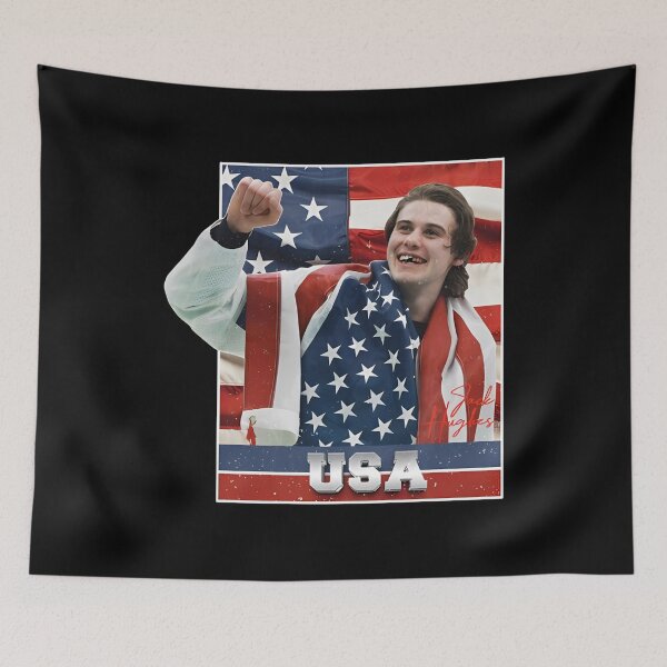 Item preview, Jack Hughes Usa Gold Hockey, Patriotic hockey, American Hockey Pride designed and sold by CLOUDYMOODS.