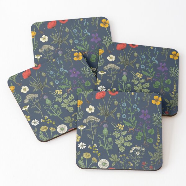Item preview, Wildflowers collage on navy designed and sold by Katerina Mitkova Kirilova.