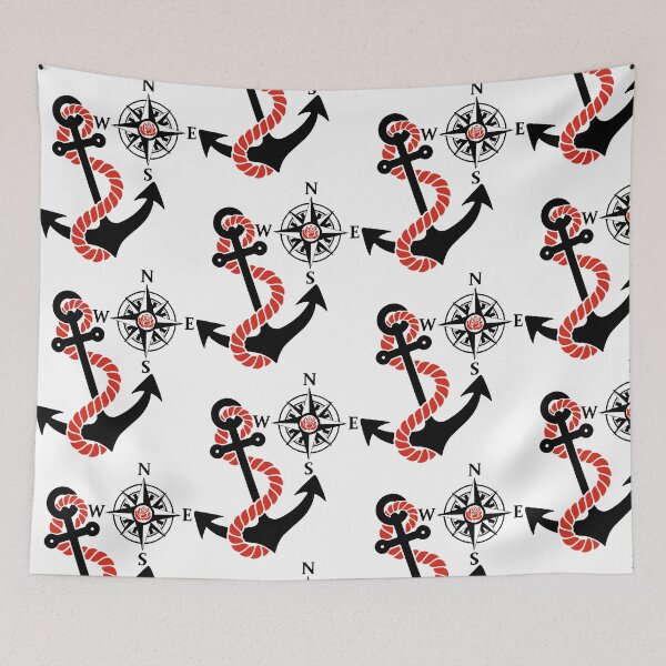 Item preview, Compass rose and marine anchor (black) designed and sold by Lagueny.