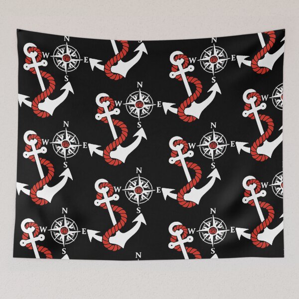 Item preview, Compass rose and marine anchor (white) designed and sold by Lagueny.