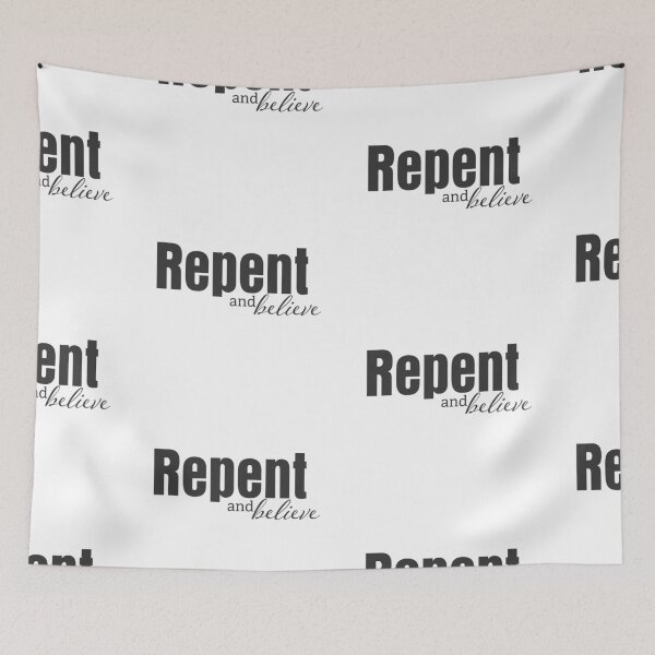Item preview, Repent And Believe – Christian Faith Typography T-Shirt Design designed and sold by CrossCrafted.