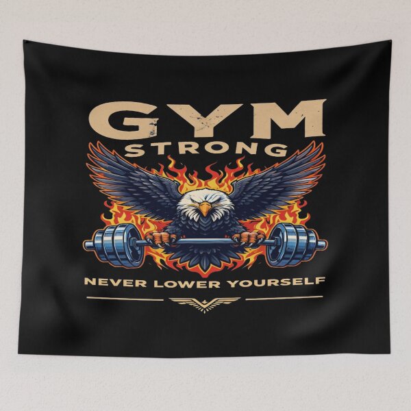 Item preview, Fierce Gym Strong Eagle Design – Powerful Fitness Motivation “Never Lower Yourself” Artwork designed and sold by Bright Nest Studio.