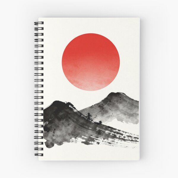 Item preview, Japanese Rising Sun Minimal Wall Art – Red Sun Ink Mountains Poster, Zen Wabi Sabi Aesthetic, Modern Asian Landscape Print designed and sold by ArtisticAuraCreation.