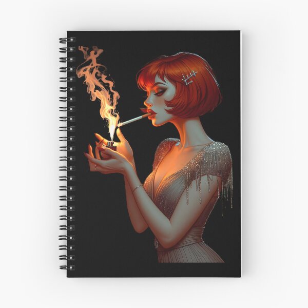 Item preview, Ilustración vintage de glamour art déco de pelirroja fumando. designed and sold by Spark2Seduction.