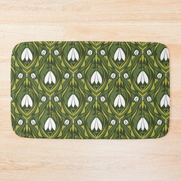 Item preview, Green seamless pattern with snowdrops designed and sold by natinart.