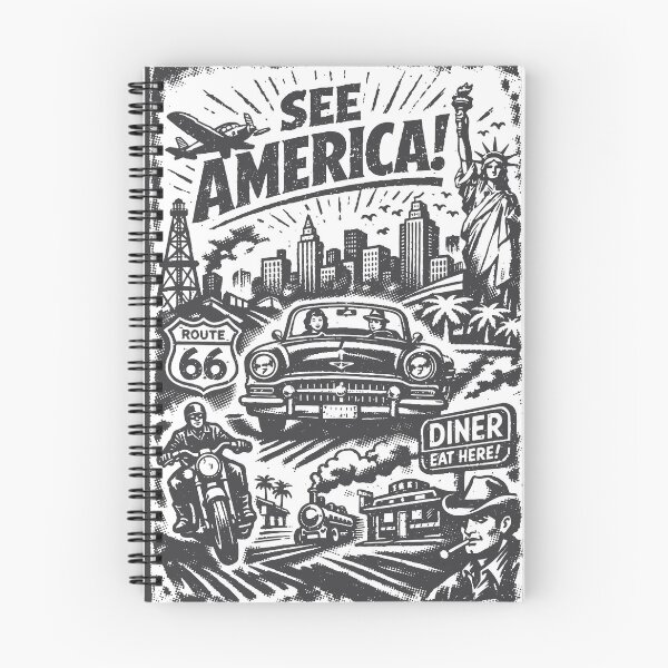 Item preview,  Bold vintage travel poster celebrating an American road trip with Route 66 signage,  designed and sold by Dejbar.