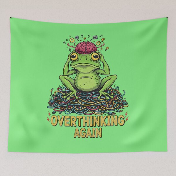 Item preview, Overthinking Again Frog  Funny Anxiety Meme Shirt designed and sold by ZyxDes.