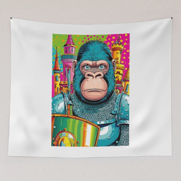 Item preview, Armored Gorilla in Vibrant Fantasy Landscape designed and sold by Artessie.