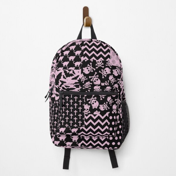 Item preview, Pastel Goth Patchwork: Creepy Cute Pink and Black Pattern designed and sold by OddsomeOddree.