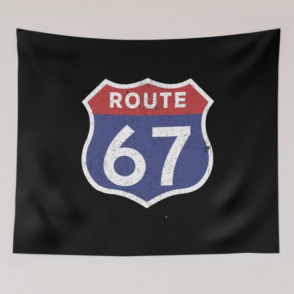 Item preview, Route 67 Retro Highway Humor Meme Design 6 7 six seven designed and sold by w1ckerman.