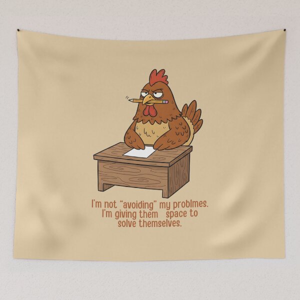 Item preview, Avoiding My Problems Chicken - Procrastination Humor designed and sold by draft & digital.