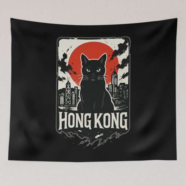 Item preview, Black Cat In Hong Kong China Sumie Travel designed and sold by TomFrontierArt.