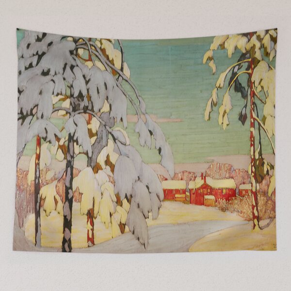 Item preview, winter landscape with pink house 1918   - Lawren Harris  designed and sold by nebelimr.