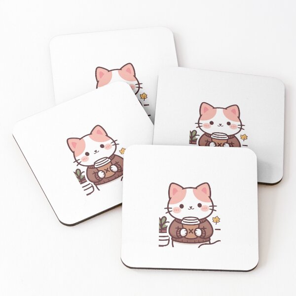 Item preview, Cute Autumn Cat Coffee Sticker designed and sold by ajcreation2343.