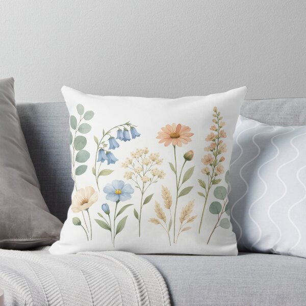 Item preview, Modern Wildflower & Eucalyptus Botanical Wall Art – Soft Sage Green Minimalist Floral Illustration designed and sold by Samuel	 Collings.