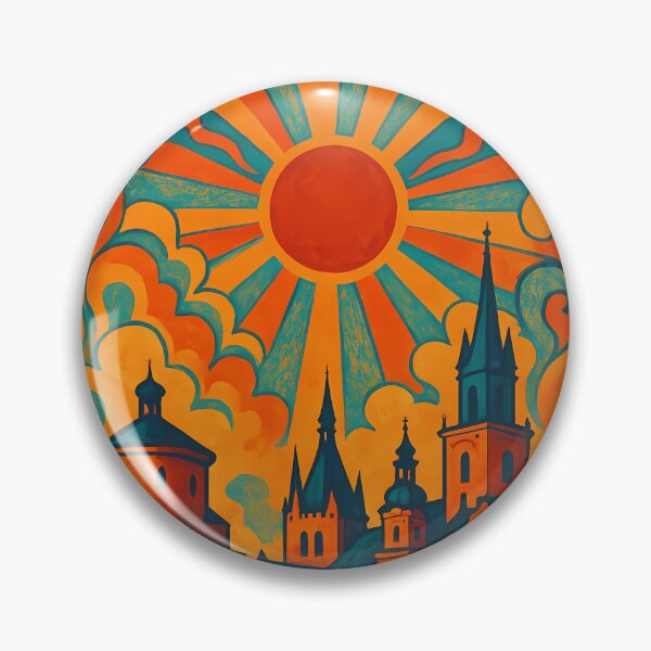 Item preview, Trippy Psychedelic Poster of Lublin | Neon Old Town Glow | Surreal Polish Cityscape Art designed and sold by PaintedPixels01.