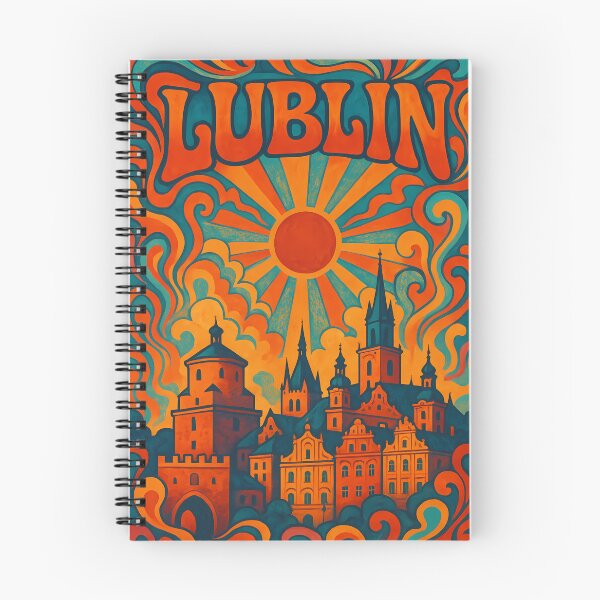 Item preview, Trippy Psychedelic Poster of Lublin | Neon Old Town Glow | Surreal Polish Cityscape Art designed and sold by PaintedPixels01.