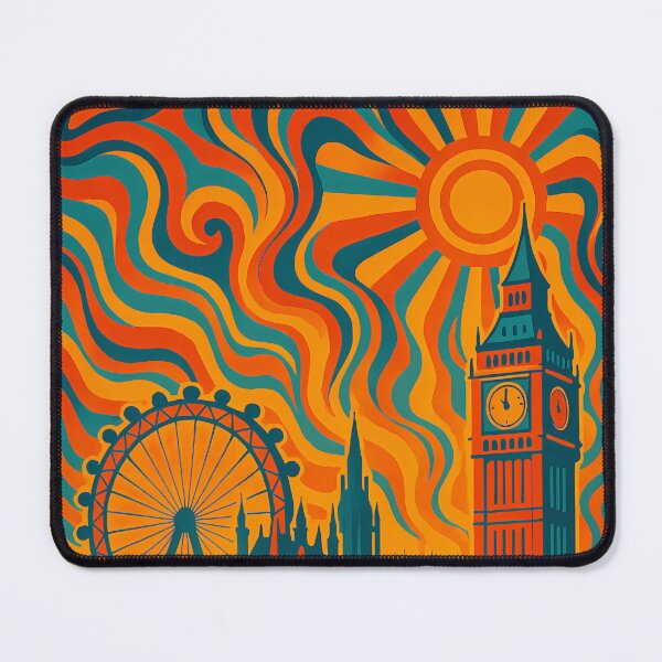Item preview, Trippy Psychedelic Poster of London | Neon Big Ben Skyline | Surreal British Cityscape Art designed and sold by PaintedPixels01.