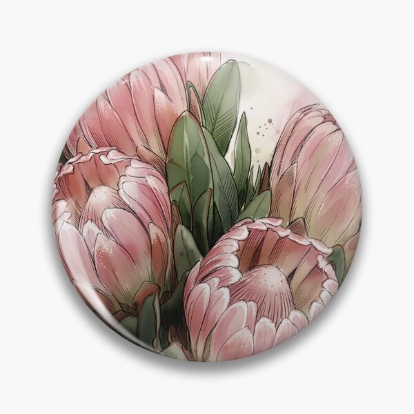 Item preview, Heritage Bloom: Watercolor South African Pink Protea Botanical Art designed and sold by pm32 ⭐⭐⭐⭐⭐.