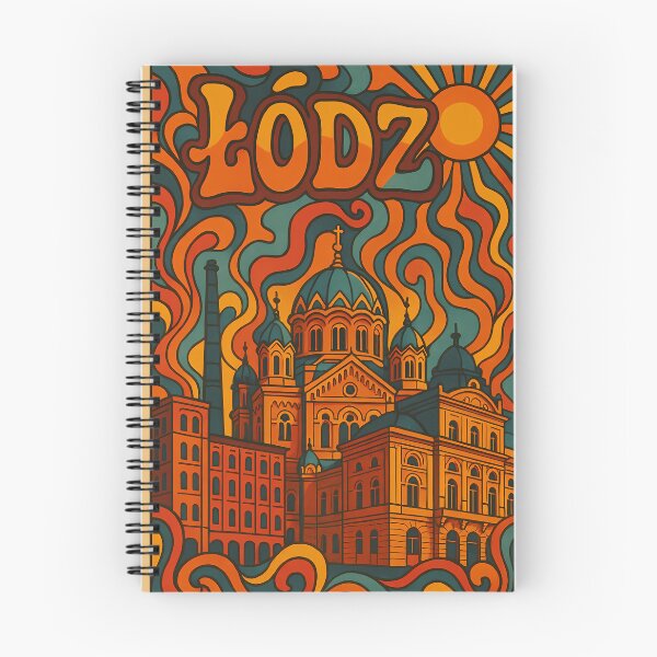 Item preview, Trippy Psychedelic Poster of Łódź | Neon Industrial Skyline | Surreal Polish Urban Art designed and sold by PaintedPixels01.