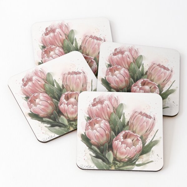 Item preview, Heritage Bloom: Watercolor South African Pink Protea Botanical Art designed and sold by pm32 ⭐⭐⭐⭐⭐.