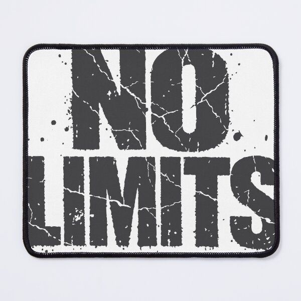 Item preview, Bold No Limits grunge text with cracked stencil and ink splatter effect conveying motivation, empowerment and a fearless attitude—ideal for posters, fitness branding, designed and sold by Dejbar.