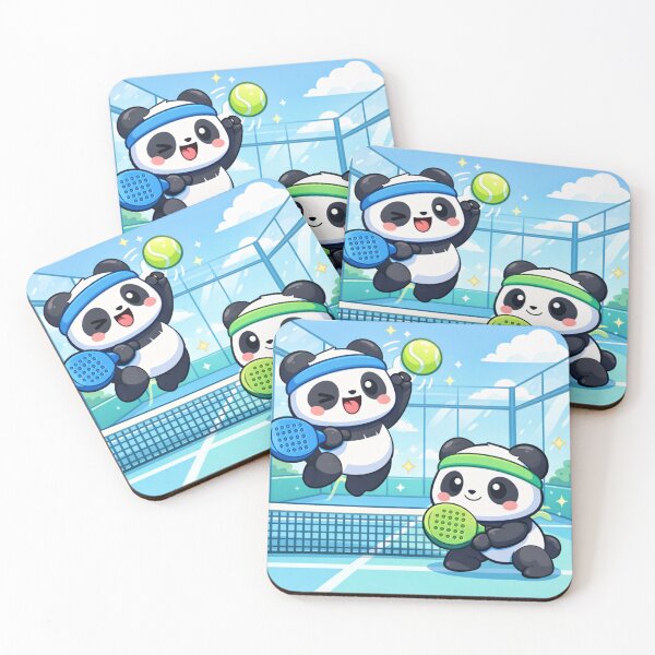 Item preview, Kawaii Panda Padel Match - Cute Sport Duo Illustration. designed and sold by Lylysun.