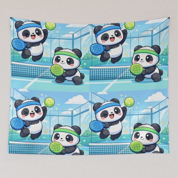 Item preview, Kawaii Panda Padel Match - Cute Sport Duo Illustration. designed and sold by Lylysun.