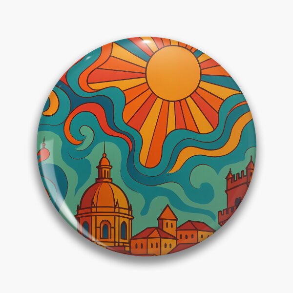 Item preview, Trippy Psychedelic Poster of Lisbon | Neon Alfama Skyline | Surreal Portuguese Cityscape Art designed and sold by PaintedPixels01.