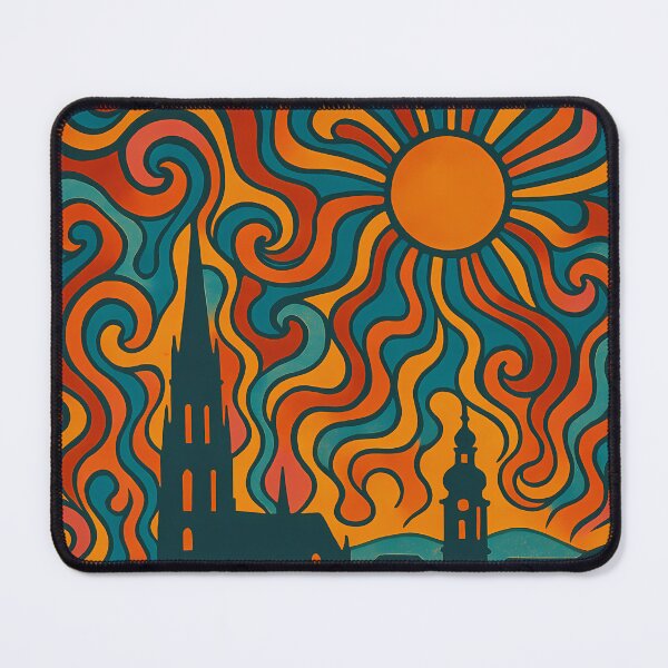 Item preview, Trippy Psychedelic Poster of Linz | Neon Danube Skyline | Surreal Austrian Cityscape Art designed and sold by PaintedPixels01.