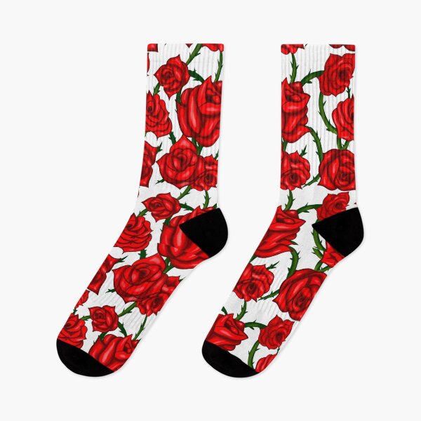 Item preview, Red roses seamless pattern floral background wallpaper i designed and sold by SpinklyCreations.