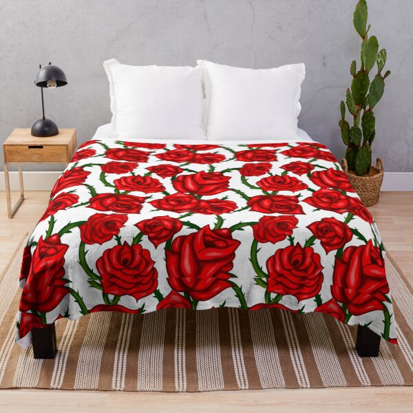 Item preview, Red roses seamless pattern floral background wallpaper i designed and sold by SpinklyCreations.
