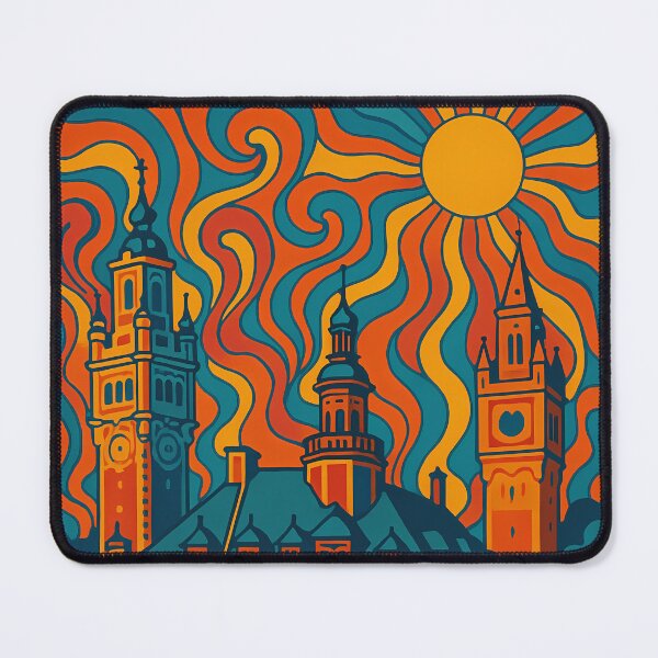Item preview, Trippy Psychedelic Poster of Lille | Neon Grand Place Glow | Surreal French Cityscape Art designed and sold by PaintedPixels01.