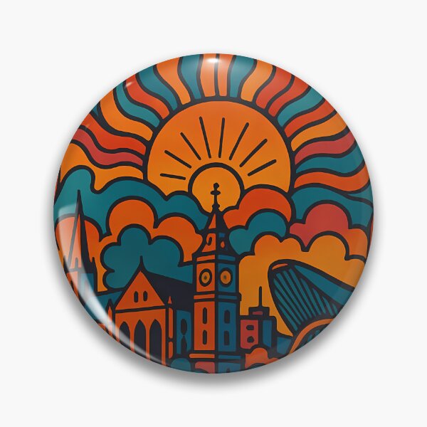 Item preview, Trippy Psychedelic Poster of Liège | Neon Meuse River Skyline | Surreal Belgian Cityscape Art designed and sold by PaintedPixels01.