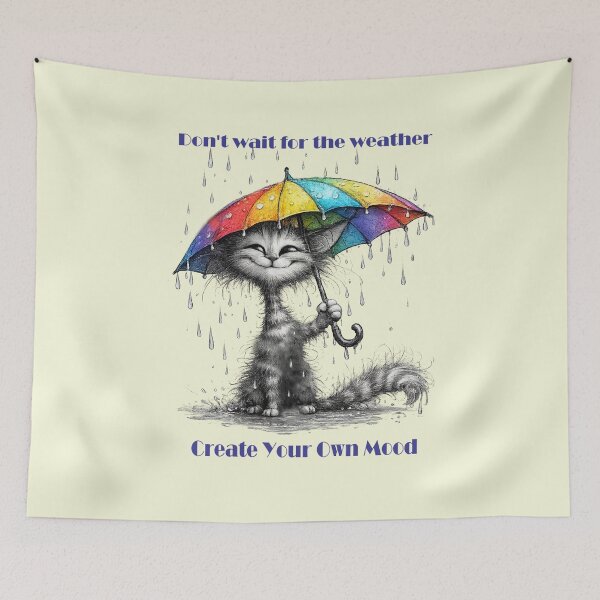 Item preview, Funny Cat with Umbrella. Don't wait for the Weather... designed and sold by Natart1004.