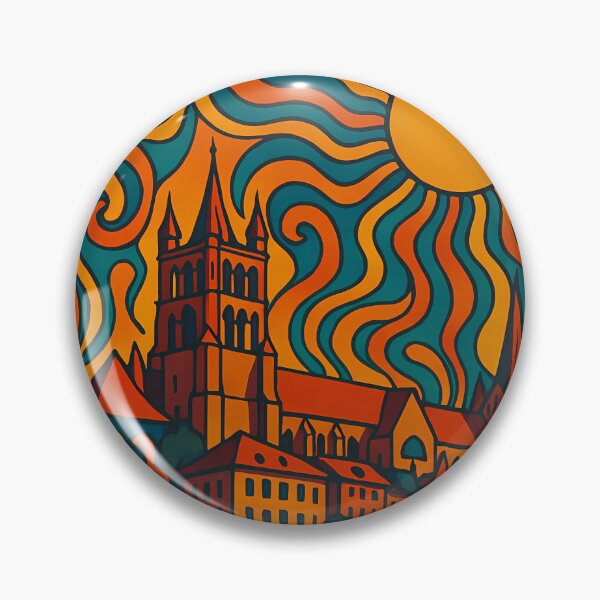 Item preview, Trippy Psychedelic Poster of Lausanne | Neon Lake Geneva Glow | Surreal Swiss Cityscape Art designed and sold by PaintedPixels01.